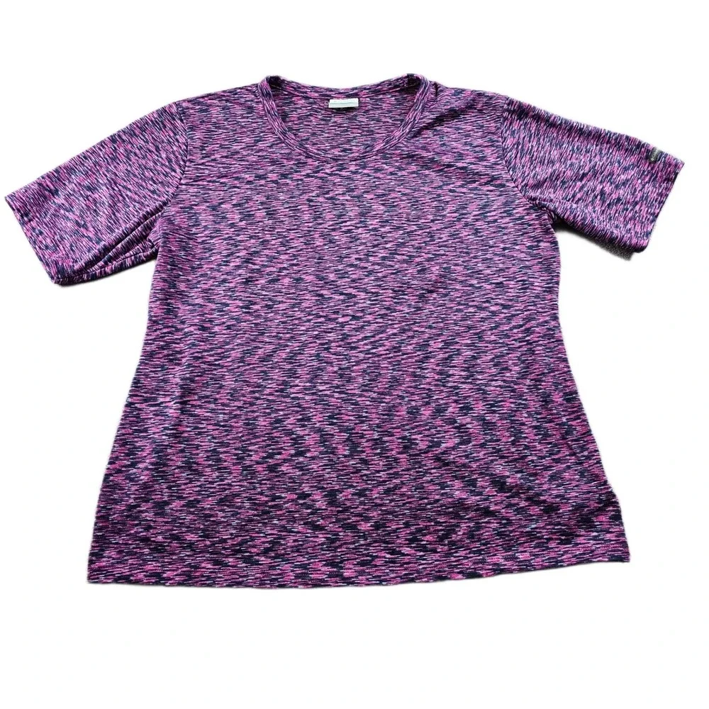 Columbia Tee Shirt Womens XXL Purple Space Dye Crew Neck Short Sleeve Pullover - Picture 1 of 9